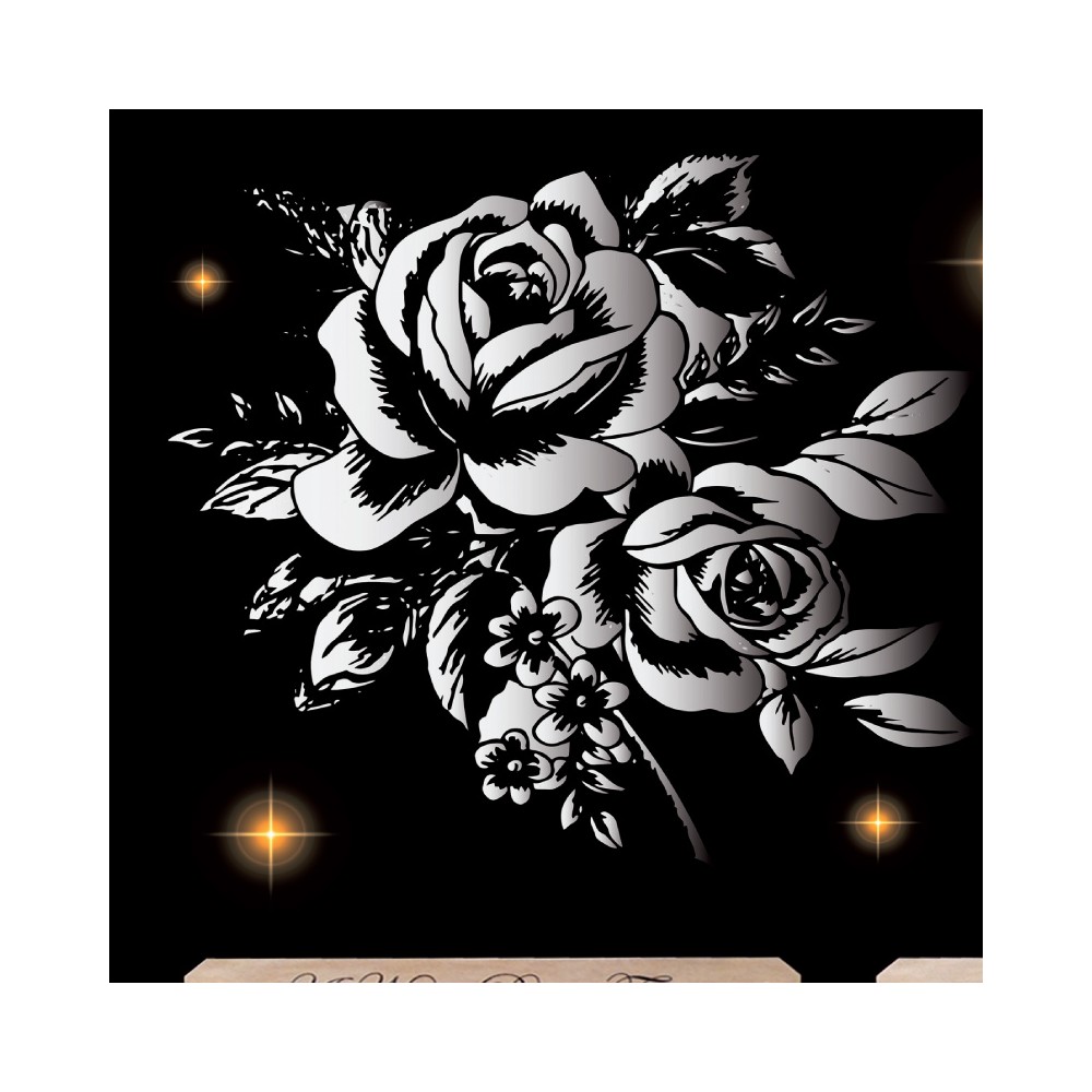 Plaque monochrome Roses & Bougies – Deuil fleuri
